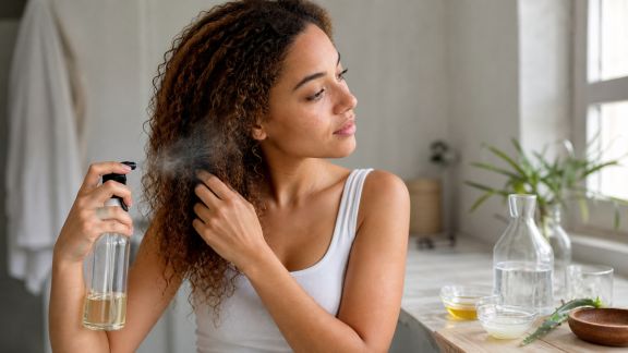 Tutoriel : protéger ses cheveux des outils chauffants avec un spray fait maison
